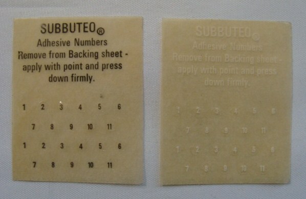 Subbuteo Coloured Numbers Genuine Subbuteo Self-Adhesive Numbers ~ 1970's - Yesterdays Toys